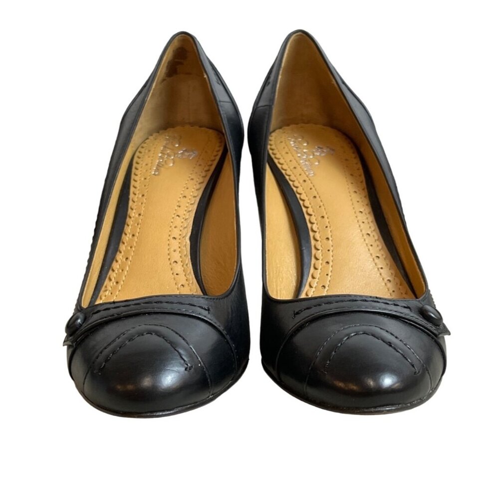 Brooks Brothers Women's Black Leather Cap Toe Heels Sz 6.5 image 3